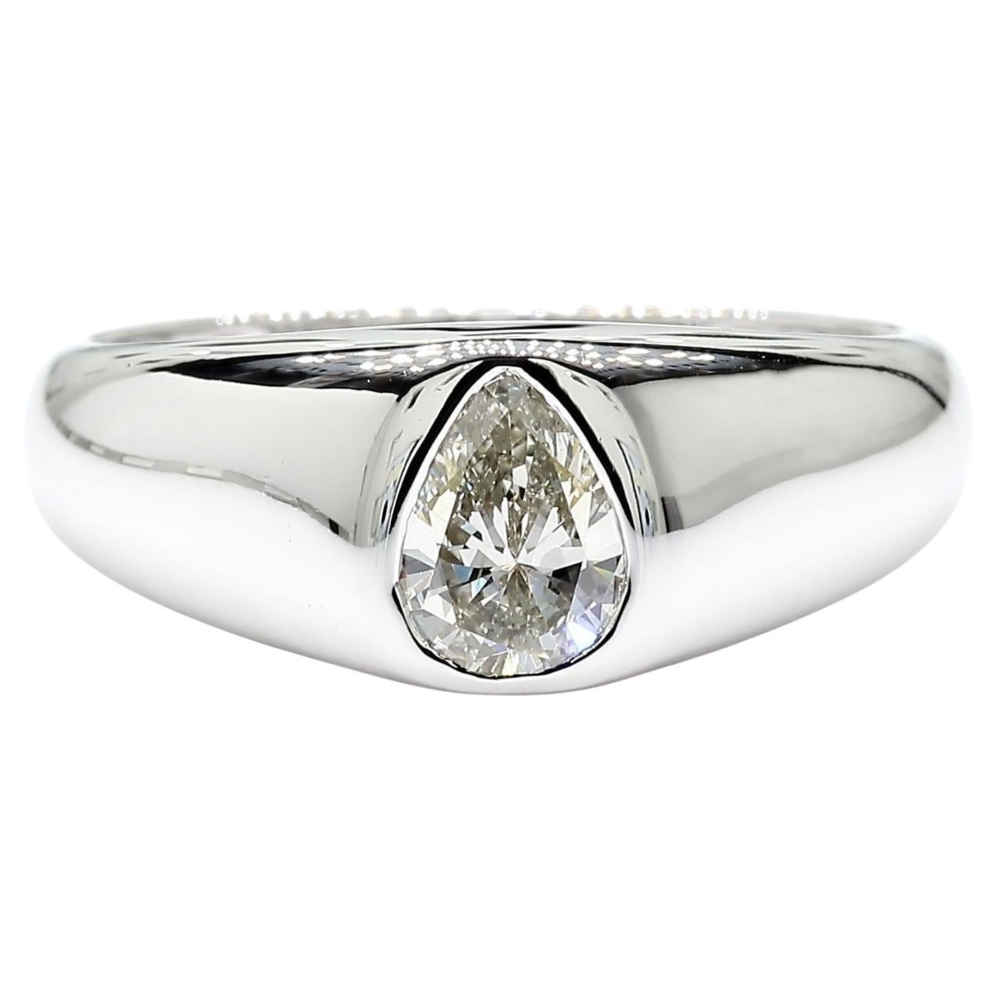 Diamante pera blanca natural 0,52 quilates TW Banda de cóctel de oro blanco