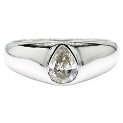 Diamante pera blanca natural 0,52 quilates TW Banda de cóctel de oro blanco
