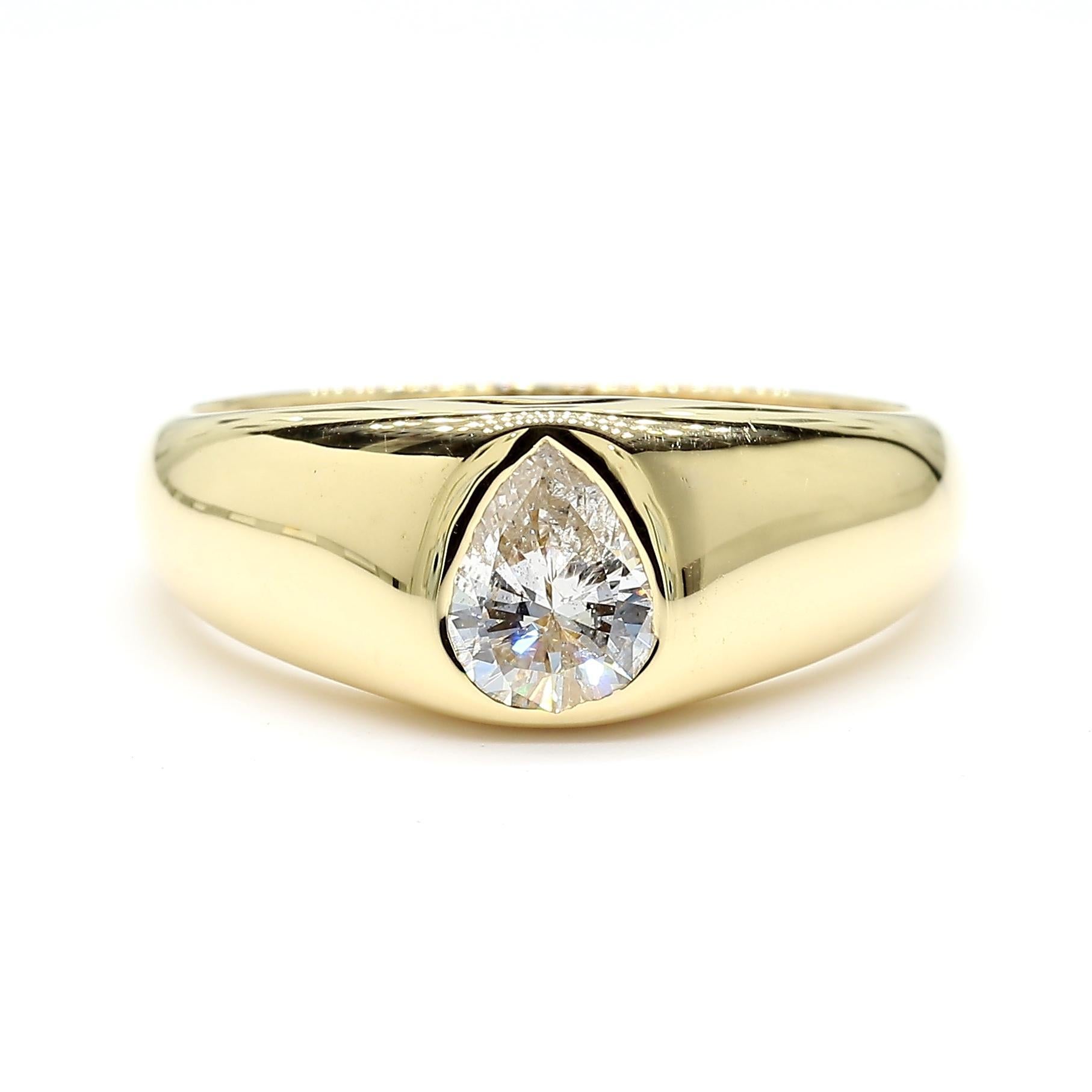 Contemporain Bague cocktail en or jaune avec diamants blancs naturels en poire de 0,52 carat poids total en vente