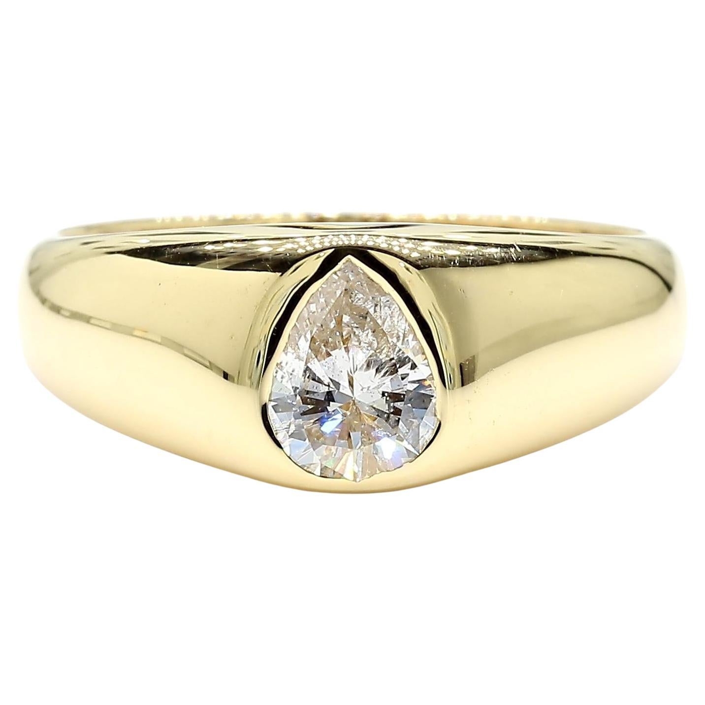 Natural White Pear Diamond 0.52 Carat TW Yellow Gold Cocktail Band