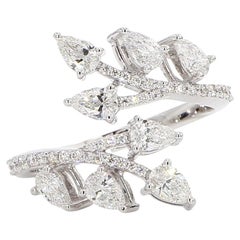 Anillo de cóctel de oro blanco con diamante pera blanca natural de 1.27 quilates TW