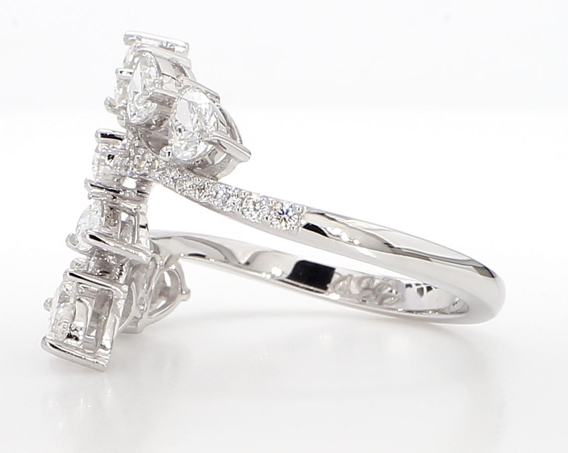 Natürlicher weißer birnenförmiger Diamant 1.28 Karat TW Weißgold Cocktail-Ring Damen im Angebot