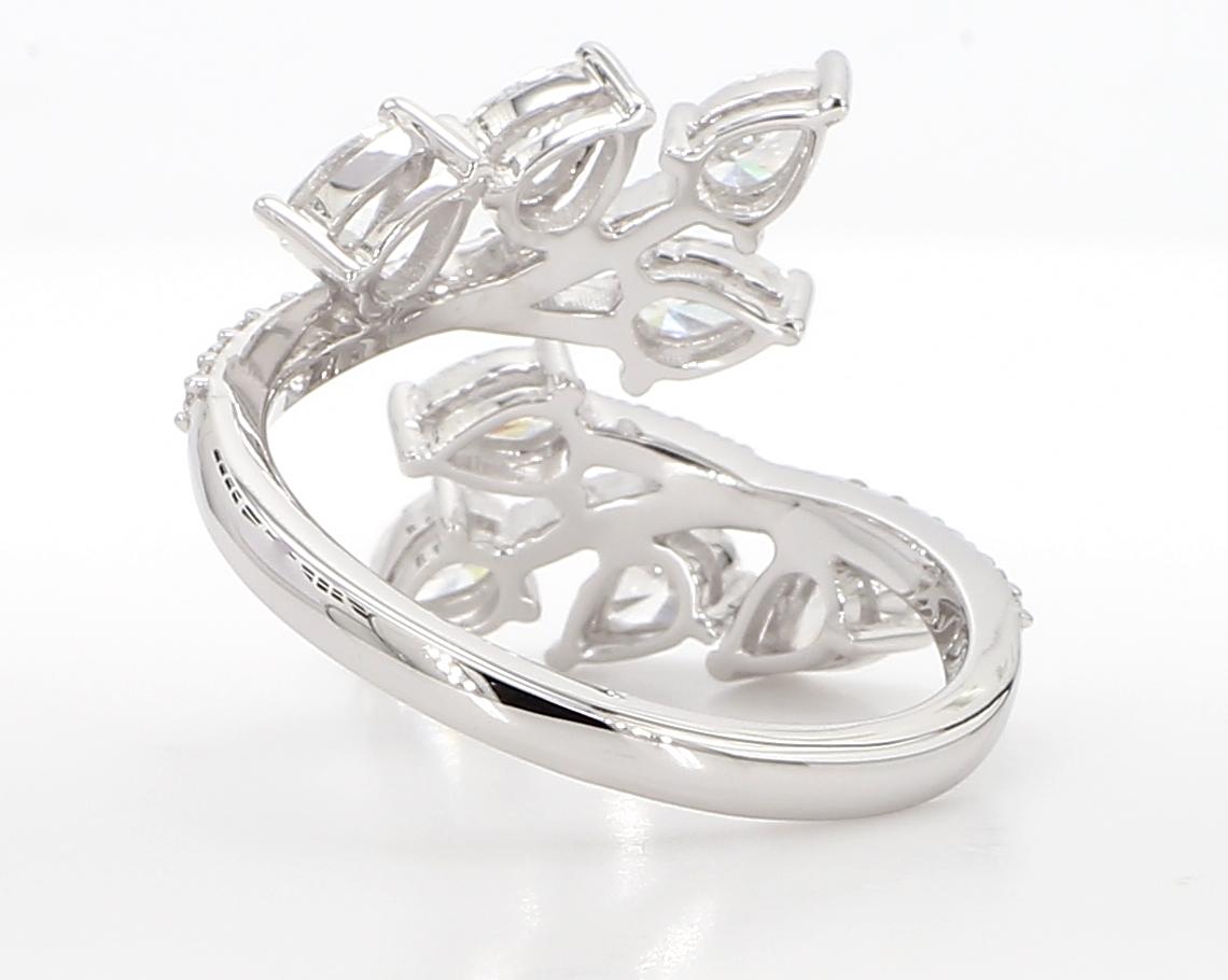 Natürlicher weißer birnenförmiger Diamant 1.28 Karat TW Weißgold Cocktail-Ring im Angebot 2
