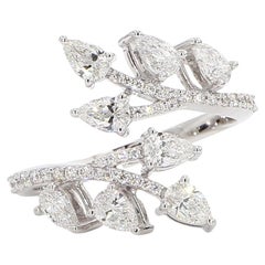 Natural White Pear Diamond 1.28 Carat TW White Gold Cocktail Ring