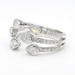 Natural White Pear Diamond 1.36 Carat TW White Gold Cocktail Ring