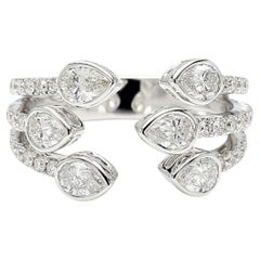 Natural White Pear Diamond 1.36 Carat TW White Gold Cocktail Ring
