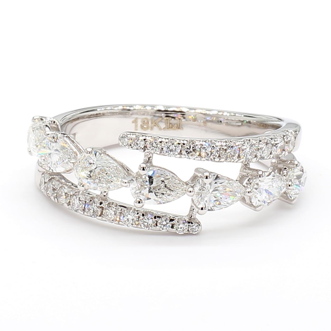 Natürlicher weißer birnenförmiger Diamant 1.41 Karat TW Weißgold Cocktail-Ring (Zeitgenössisch) im Angebot