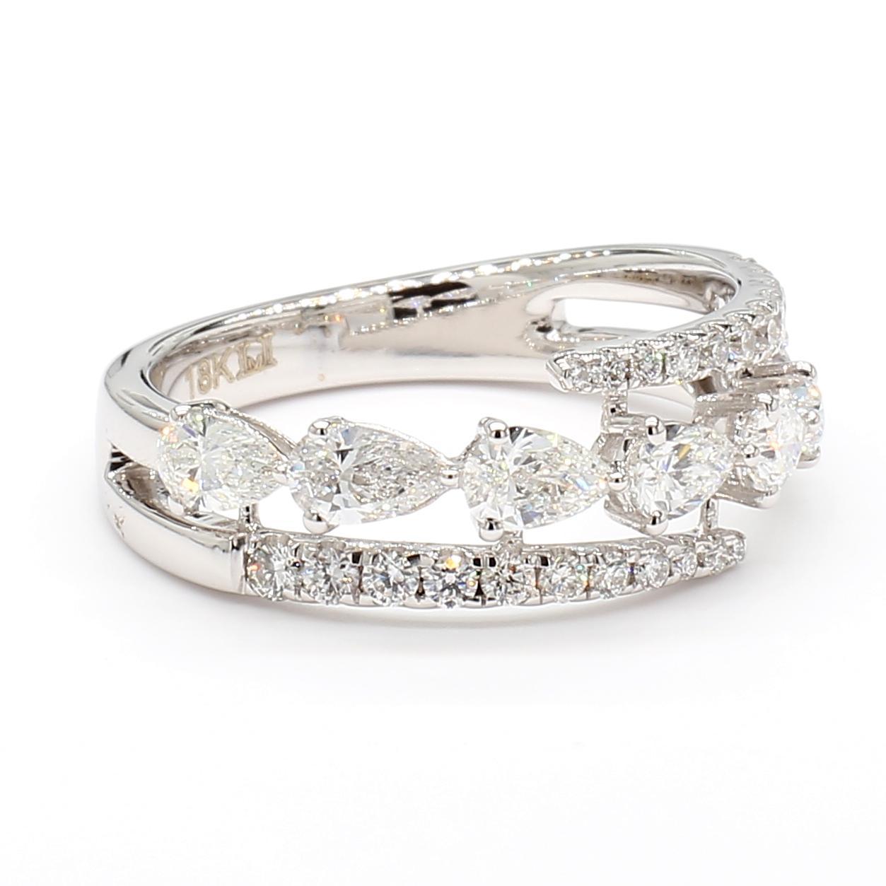 Natürlicher weißer birnenförmiger Diamant 1.41 Karat TW Weißgold Cocktail-Ring (Tropfenschliff) im Angebot