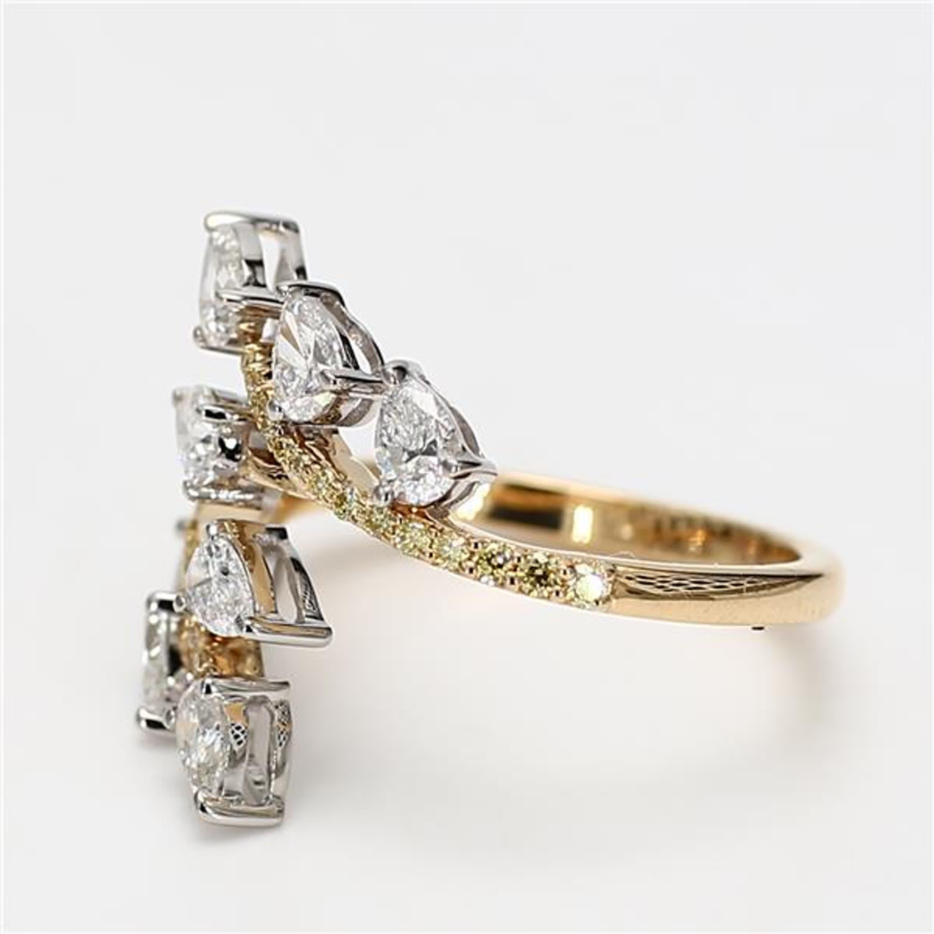 Contemporary Natural White Pear Diamond 1.42 Carat TW Gold Cocktail Ring For Sale