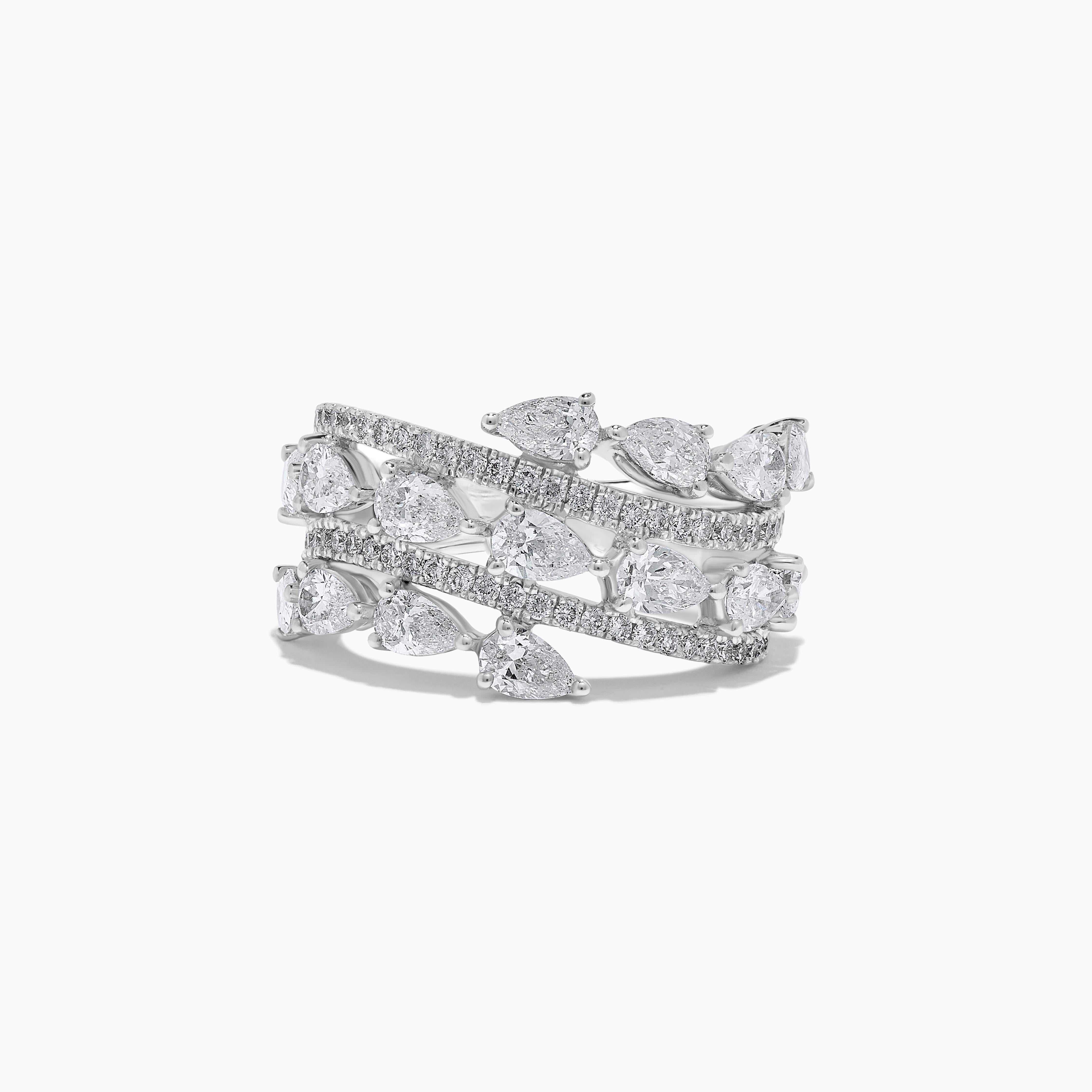 Natural White Pear Diamond 2.82 Carat TW White Gold Cocktail Ring Contemporáneo en venta