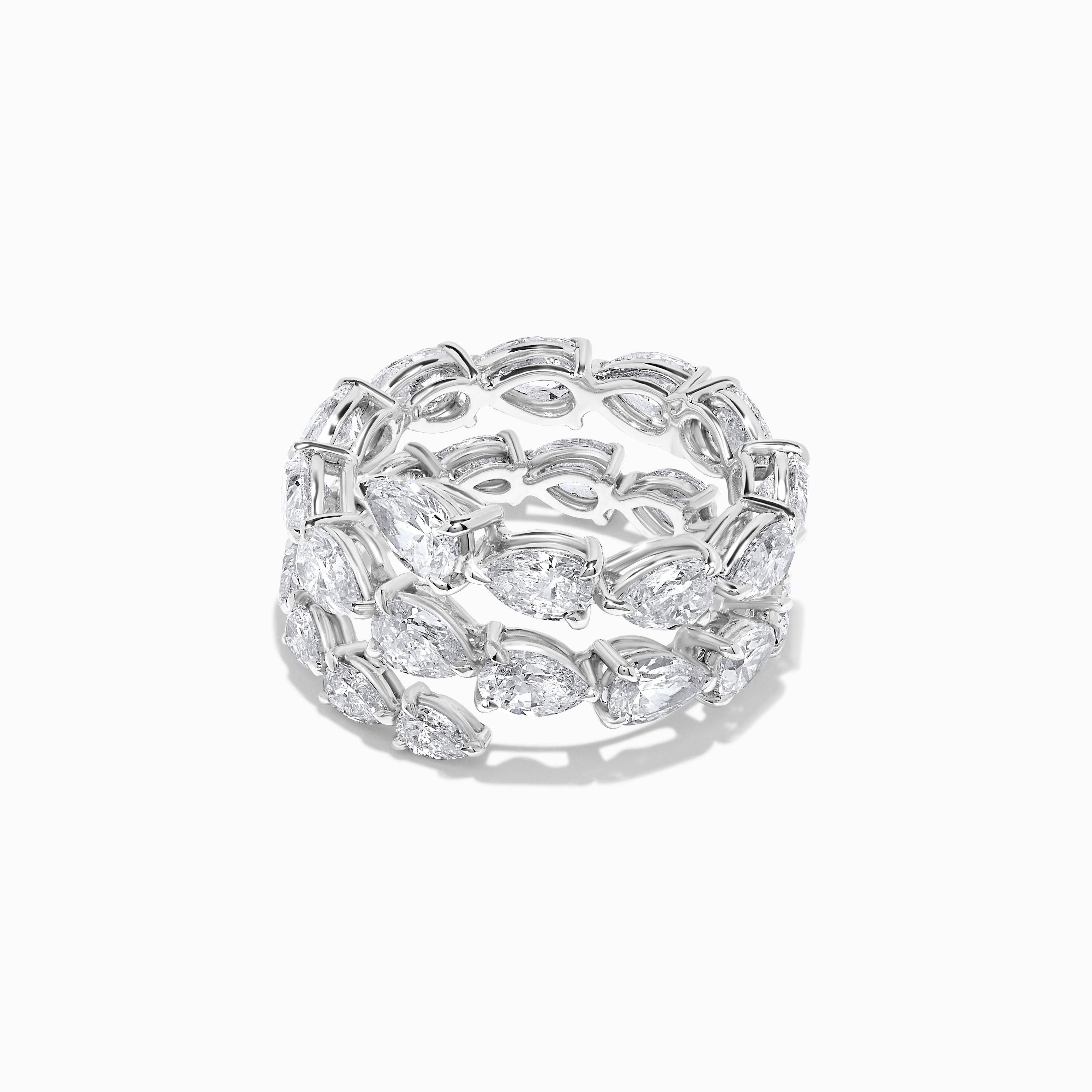 Contemporary Natural White Pear Diamond 5.52 Carat TW White Gold Wedding Band For Sale