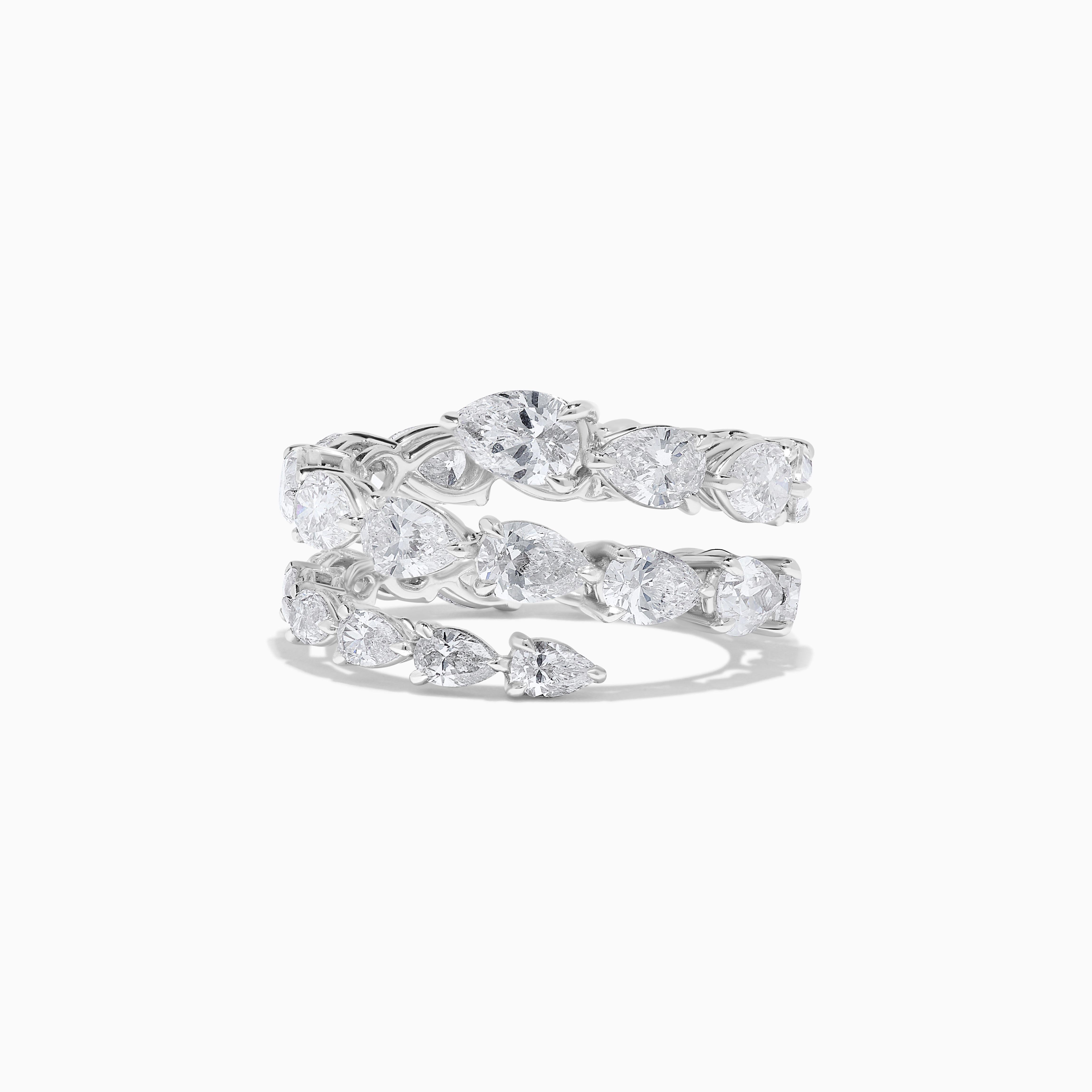 Pear Cut Natural White Pear Diamond 5.52 Carat TW White Gold Wedding Band For Sale