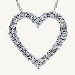 Natural White Princess-Cut and Round Diamond 1.68 Carat TW White Gold Pendant