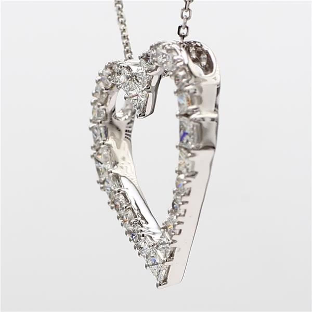 Contemporary Natural White Princess-Cut and Round Diamond 1.68 Carat TW White Gold Pendant For Sale