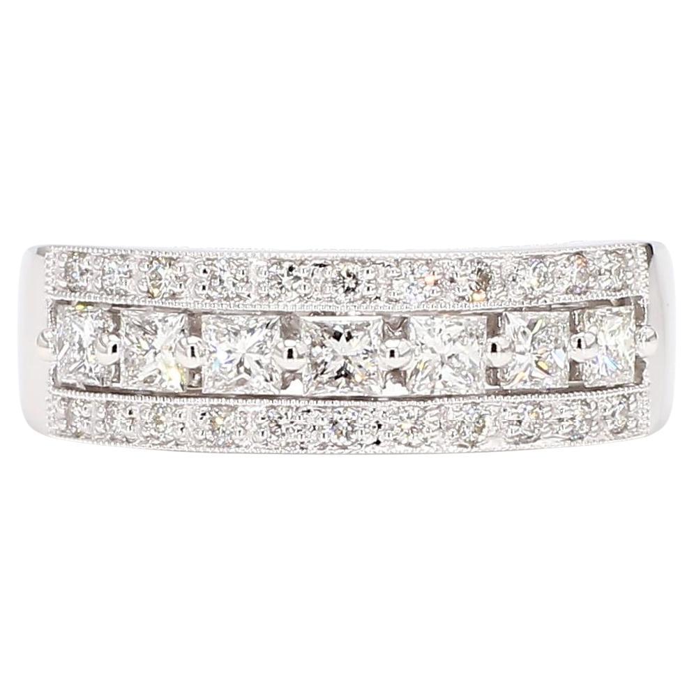 Natural White Princess Diamond 0.86 Carat TW Gold Cocktail Band