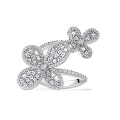 Cocktailring, natürlicher weißer Prinzessin-Diamant 2,36 Karat TW Weißgold