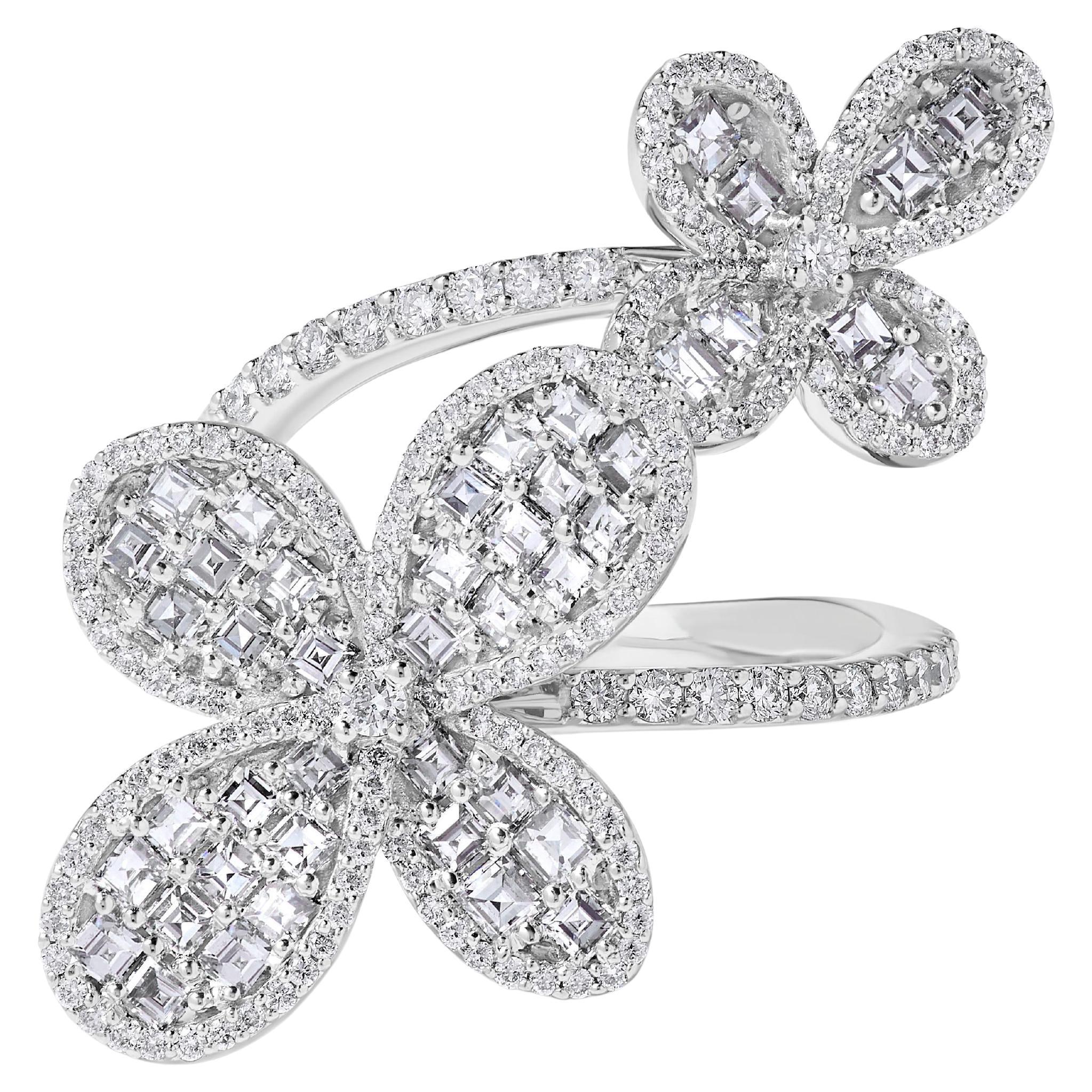 Natural White Princess Diamond 2.36 Carat TW White Gold Cocktail Band