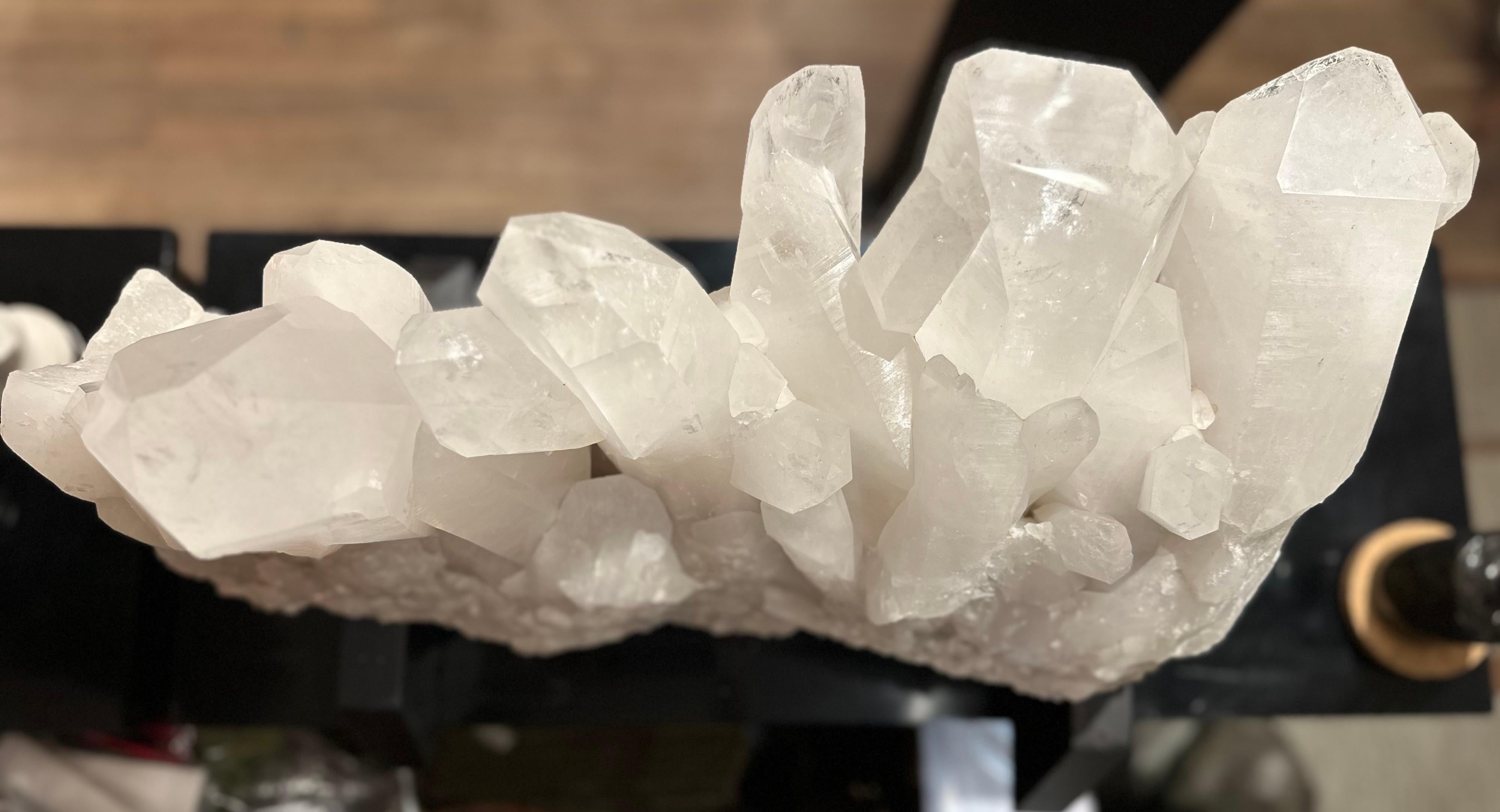 Modern Natural White Quartz Rock Crystal On Stand  For Sale