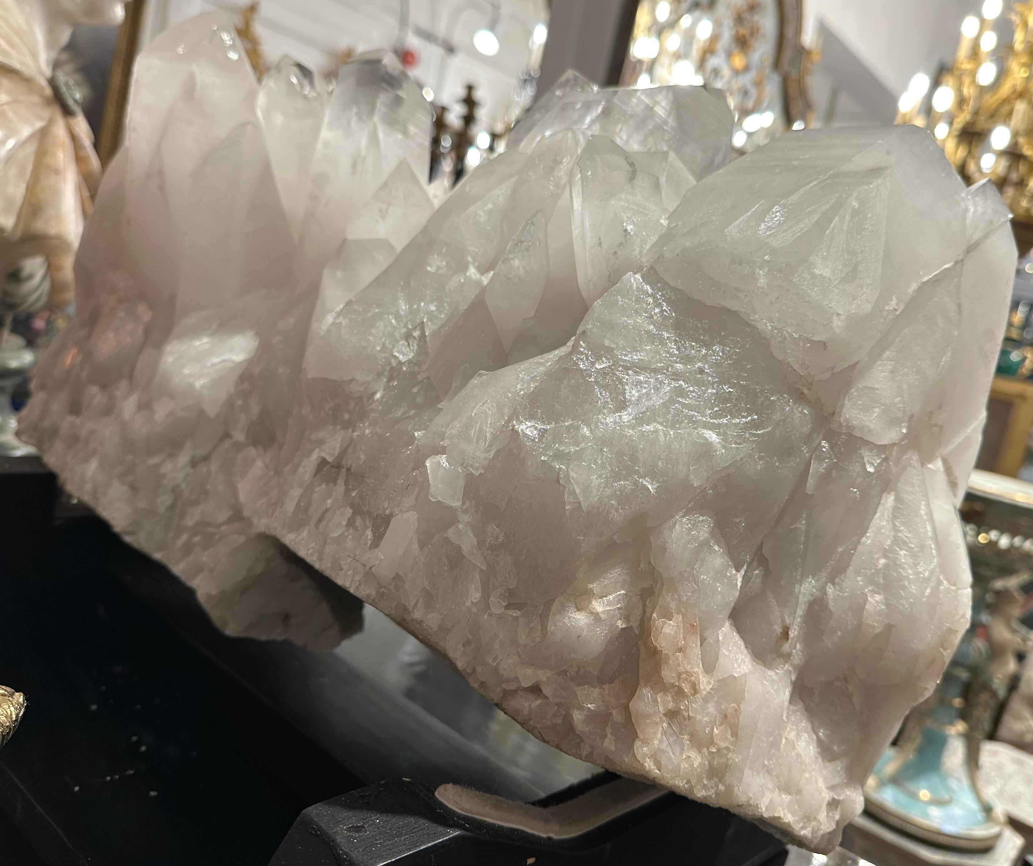 South American Natural White Quartz Rock Crystal On Stand  For Sale