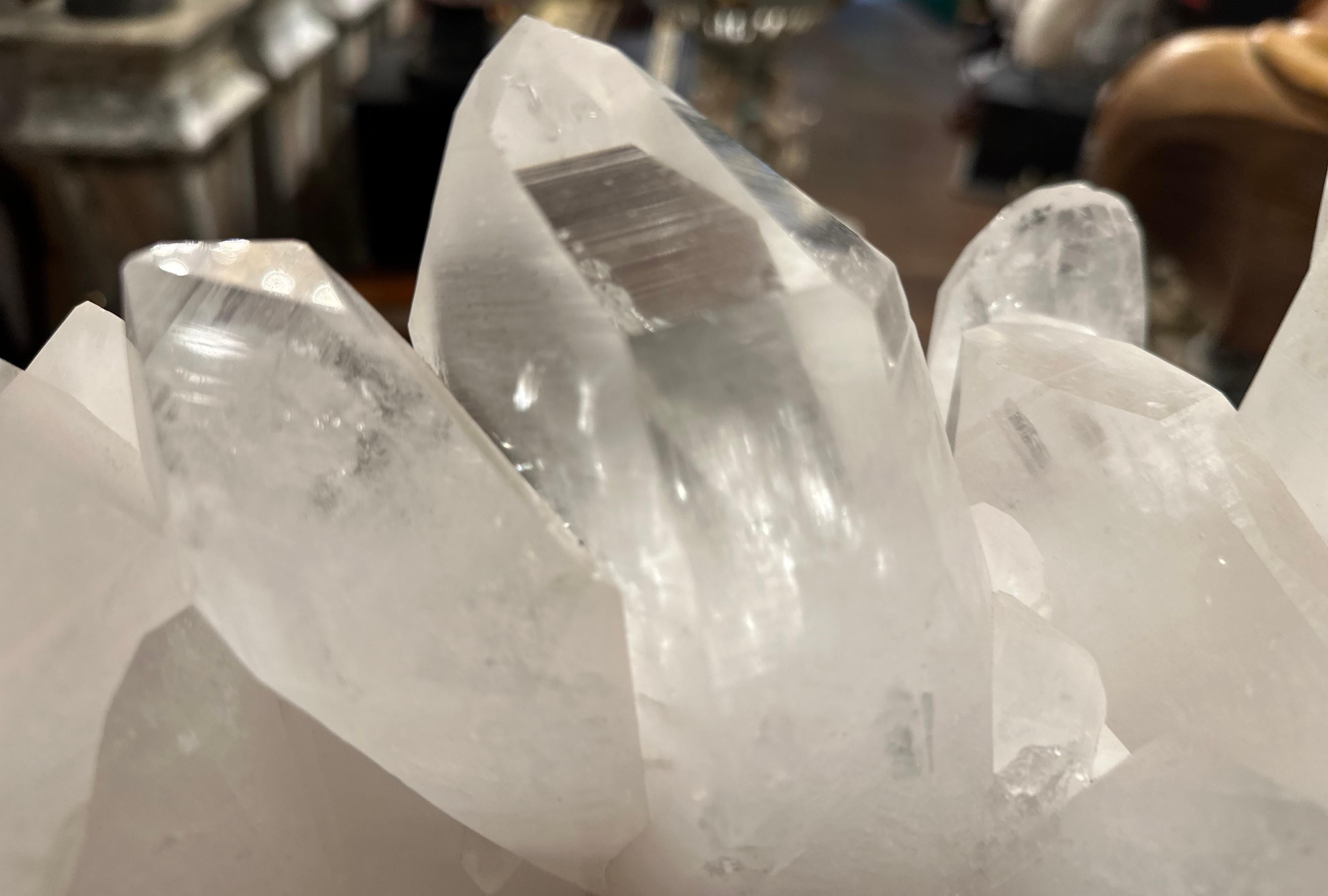 Contemporary Natural White Quartz Rock Crystal On Stand  For Sale