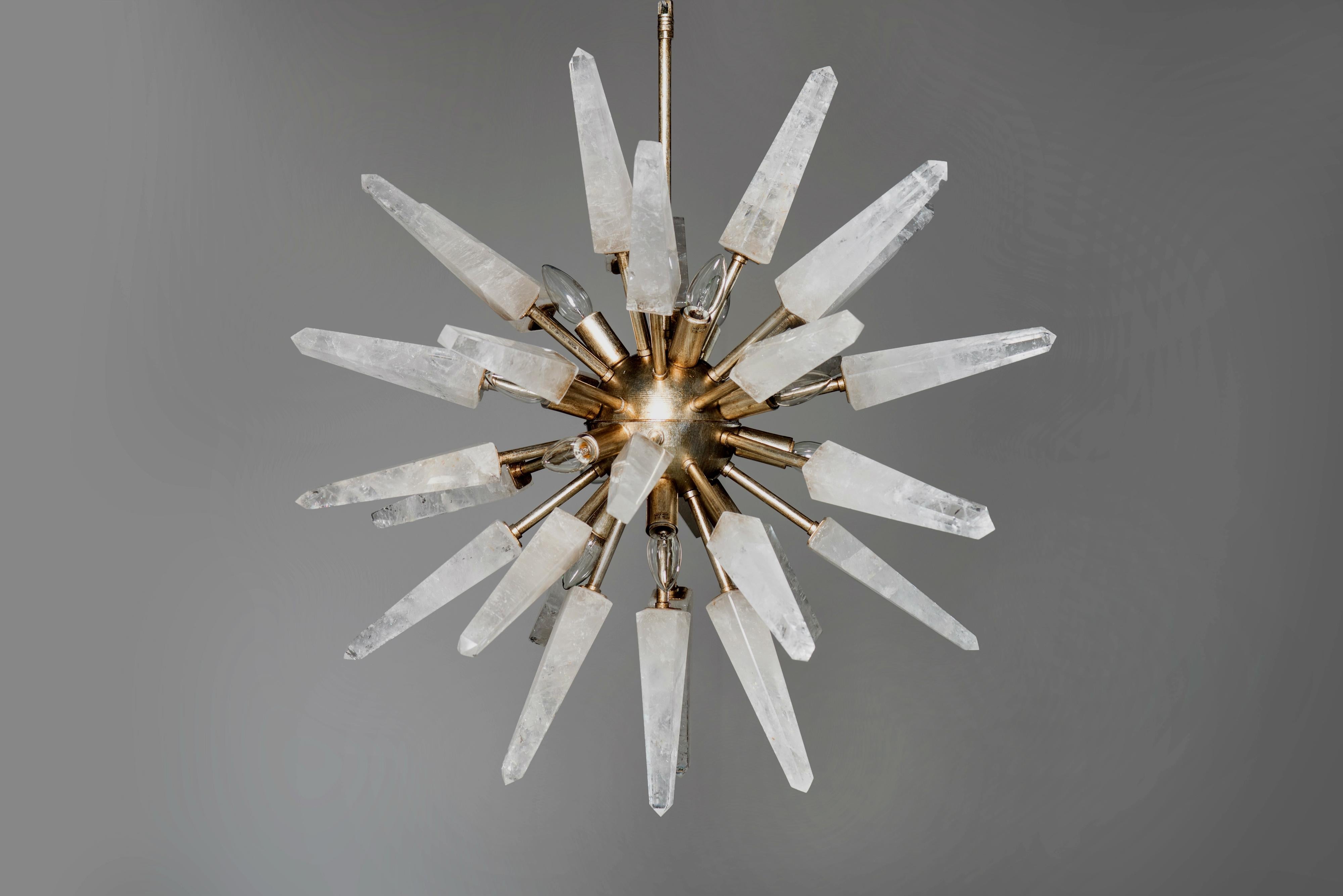 Modern Natural White Quartz Sputnik, Iconic Pendant Lamp