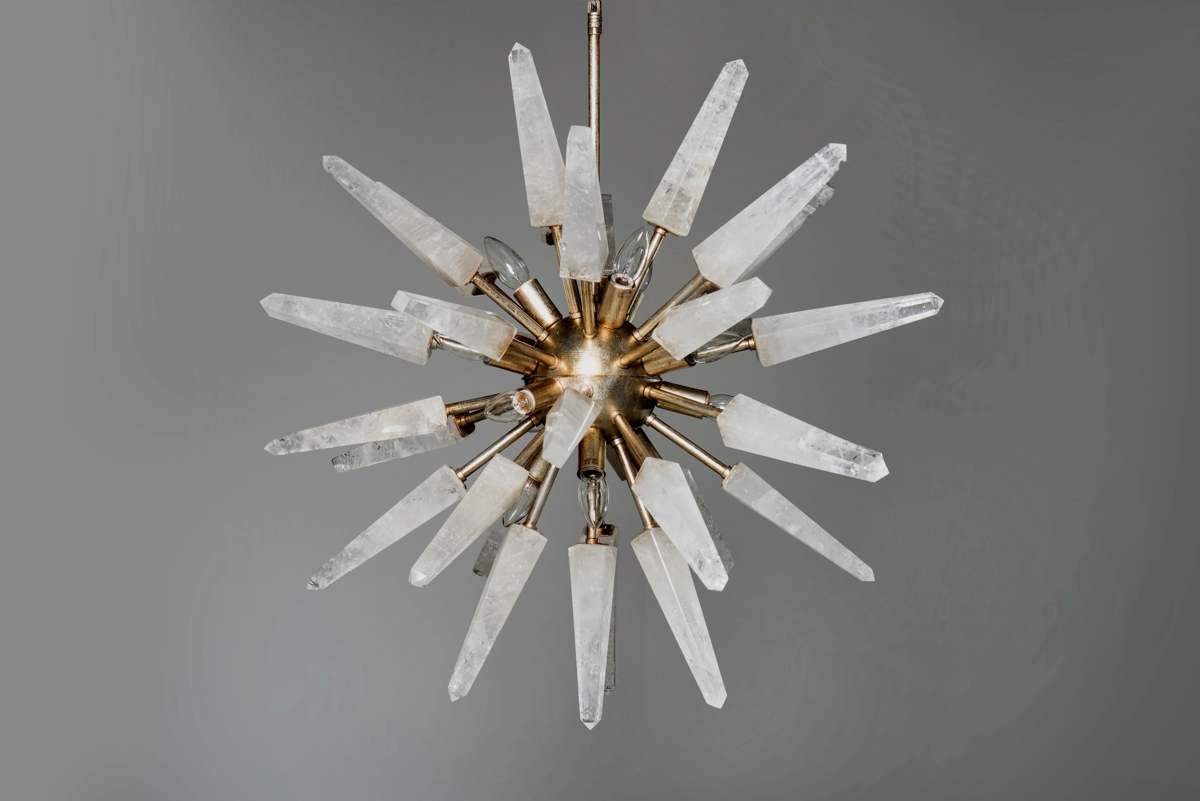 Modern Natural White Quartz Pendant Lamp by Aver For Sale