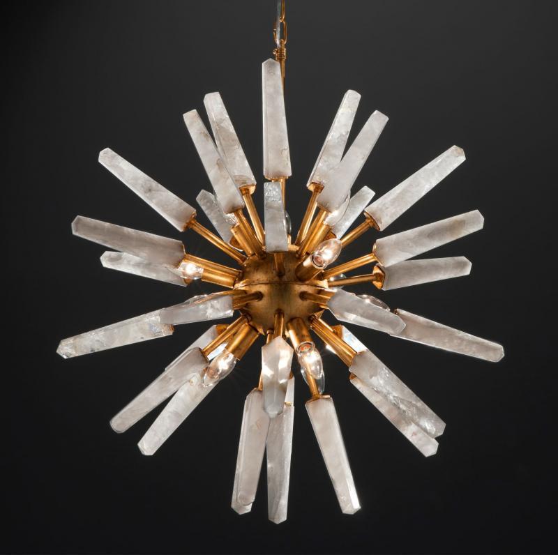 Brazilian Natural White Quartz Sputnik, Iconic Pendant Lamp