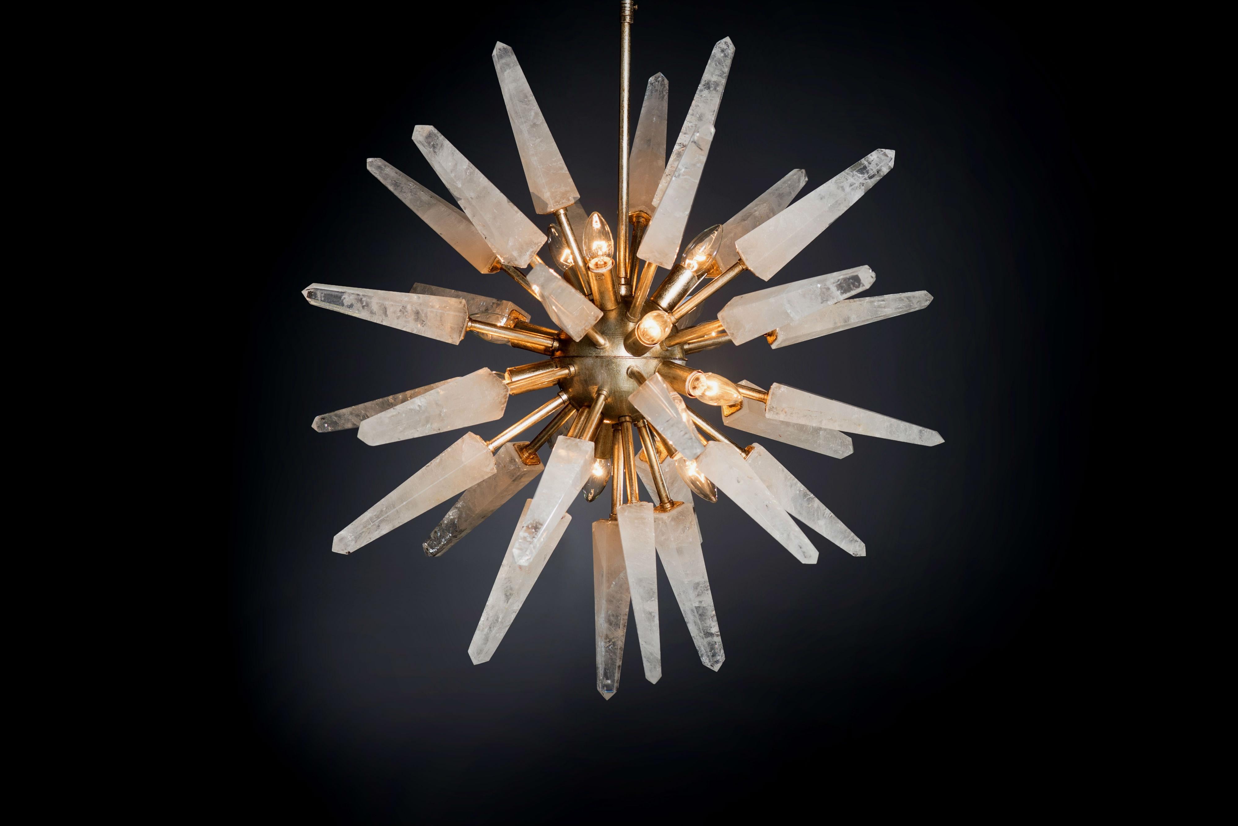 Contemporary Natural White Quartz Sputnik, Iconic Pendant Lamp