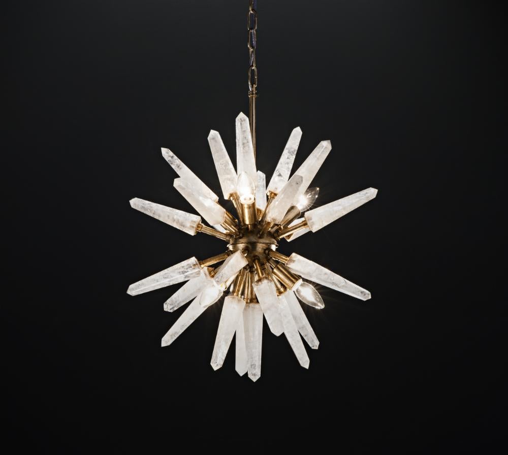Modern Natural White Quartz Sputnik, Small Iconic Pendant Lamp