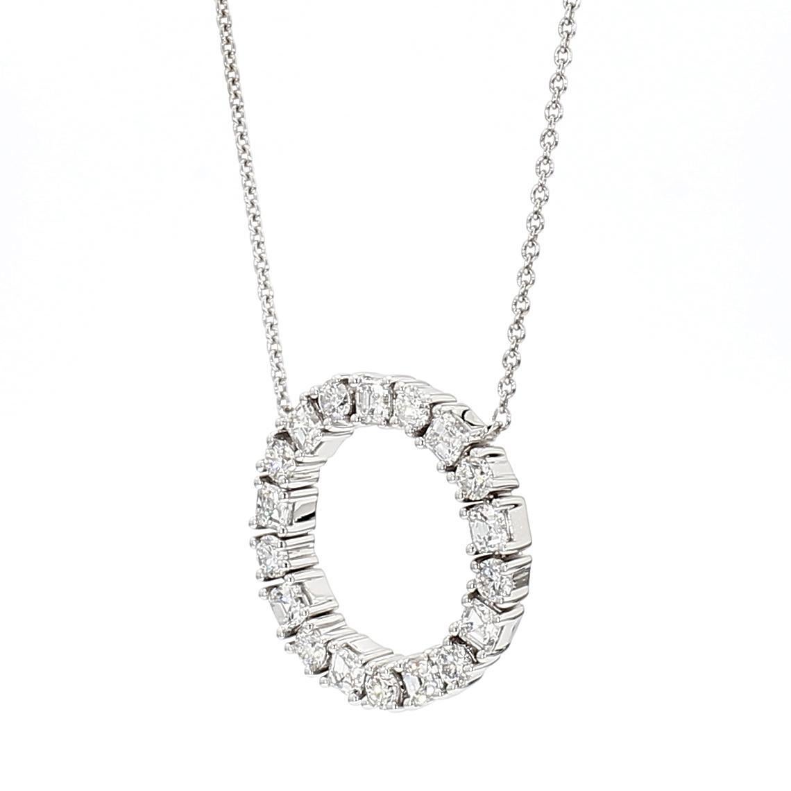 La bellissima collana di diamanti di RareGemworld. Montato in una splendida montatura in oro giallo e bianco 18 carati con diamanti bianchi naturali dal taglio radiante, completati da piccoli diamanti bianchi rotondi. Questa collana è destinata a