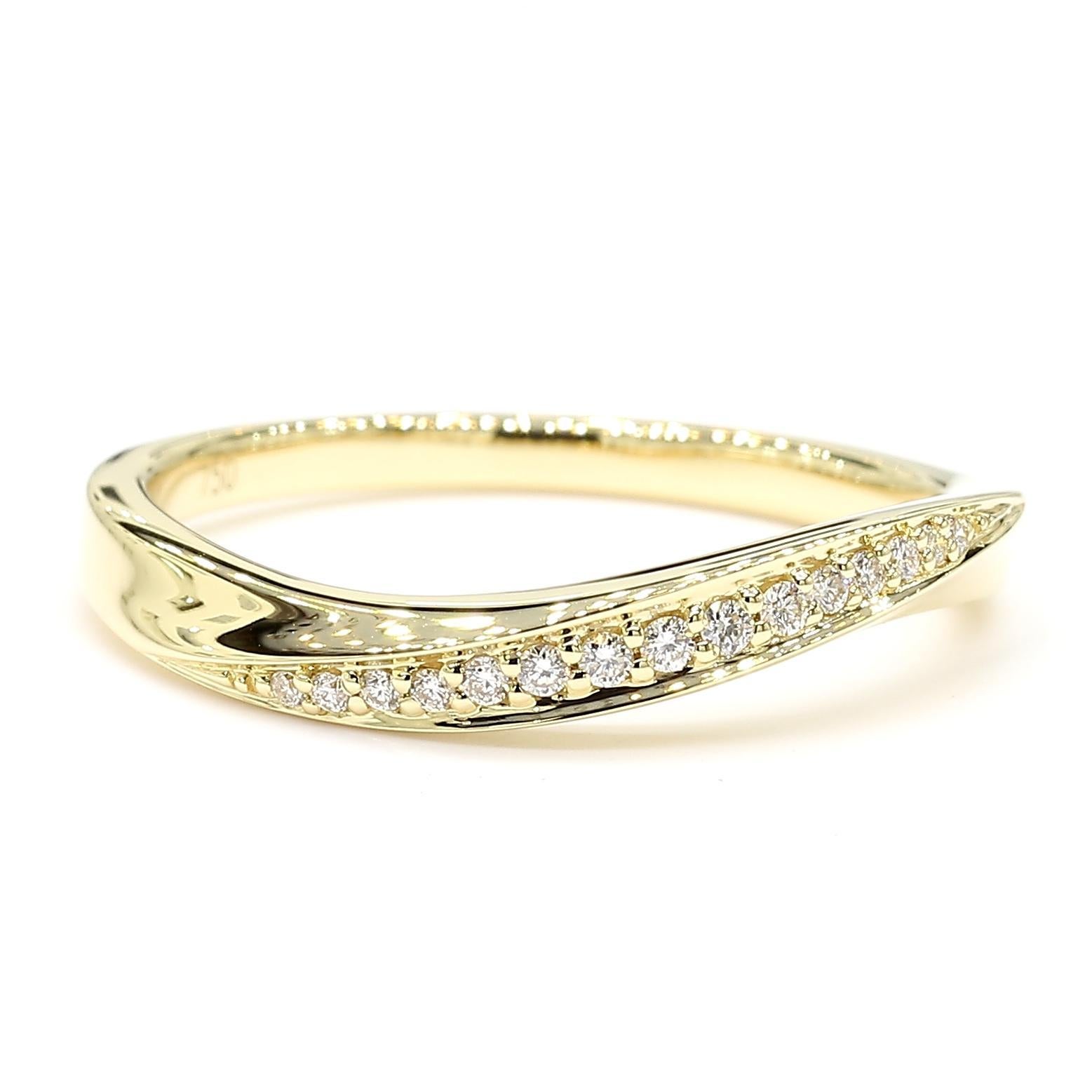 Natural White Round Diamond 0.08 Carat TW Yellow Gold Wedding Band Contemporáneo en venta