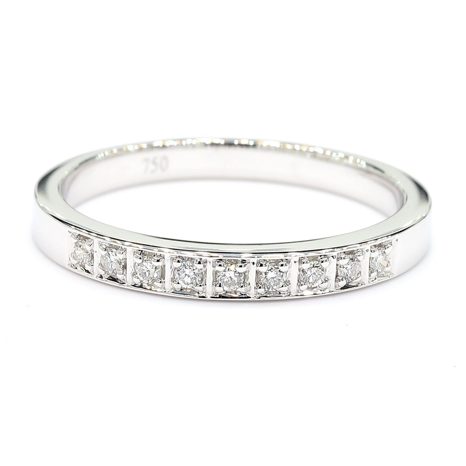 Natürlicher weißer runder Diamant 0.10 Karat TW Weißgold Ehering (Zeitgenössisch) im Angebot
