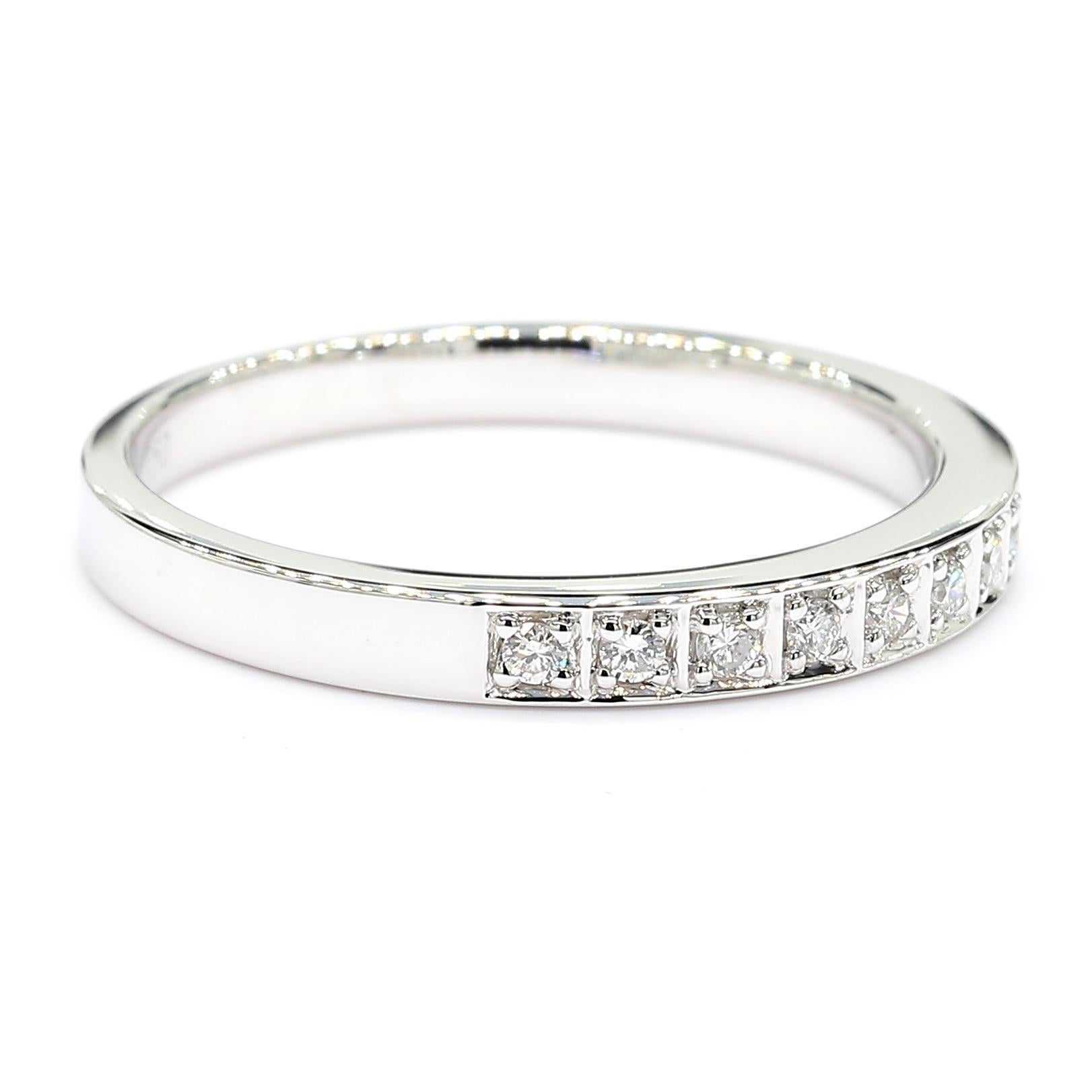 Natürlicher weißer runder Diamant 0.10 Karat TW Weißgold Ehering (Rundschliff) im Angebot