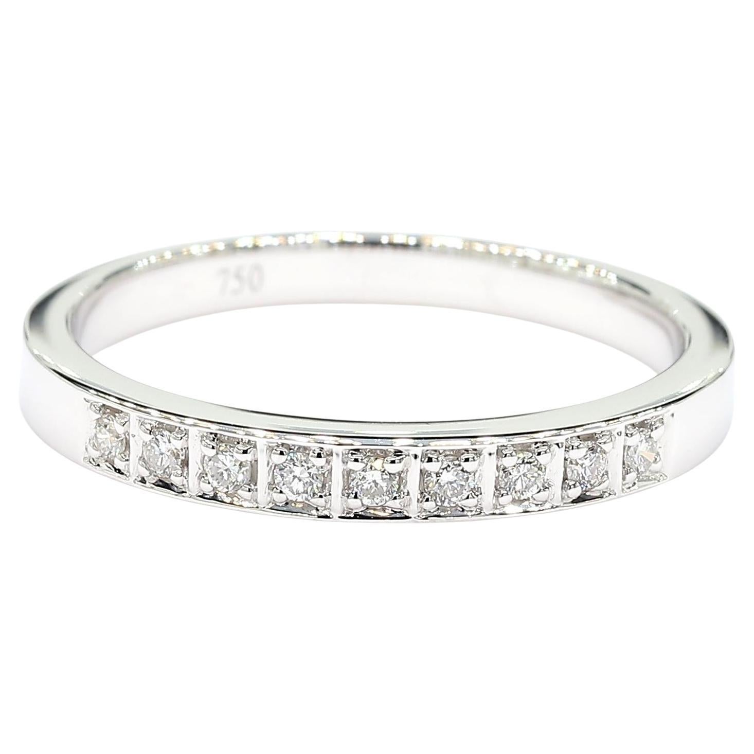 Natural White Round Diamond 0.10 Carat TW White Gold Wedding Band