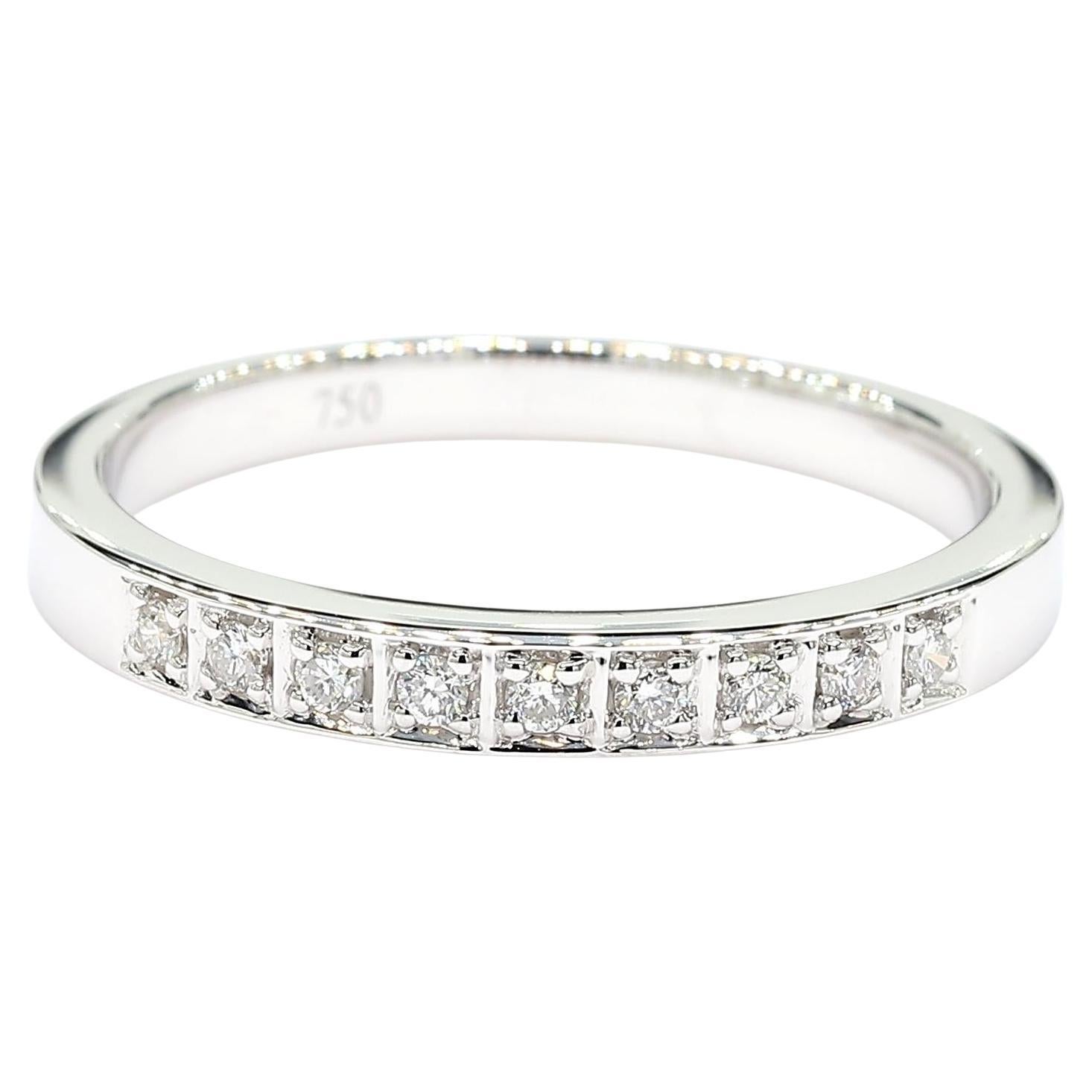 Natural White Round Diamond 0.10 Carat TW White Gold Wedding Band