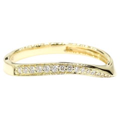 Natural White Round Diamond 0.10 Carat TW Yellow Gold Wedding Band