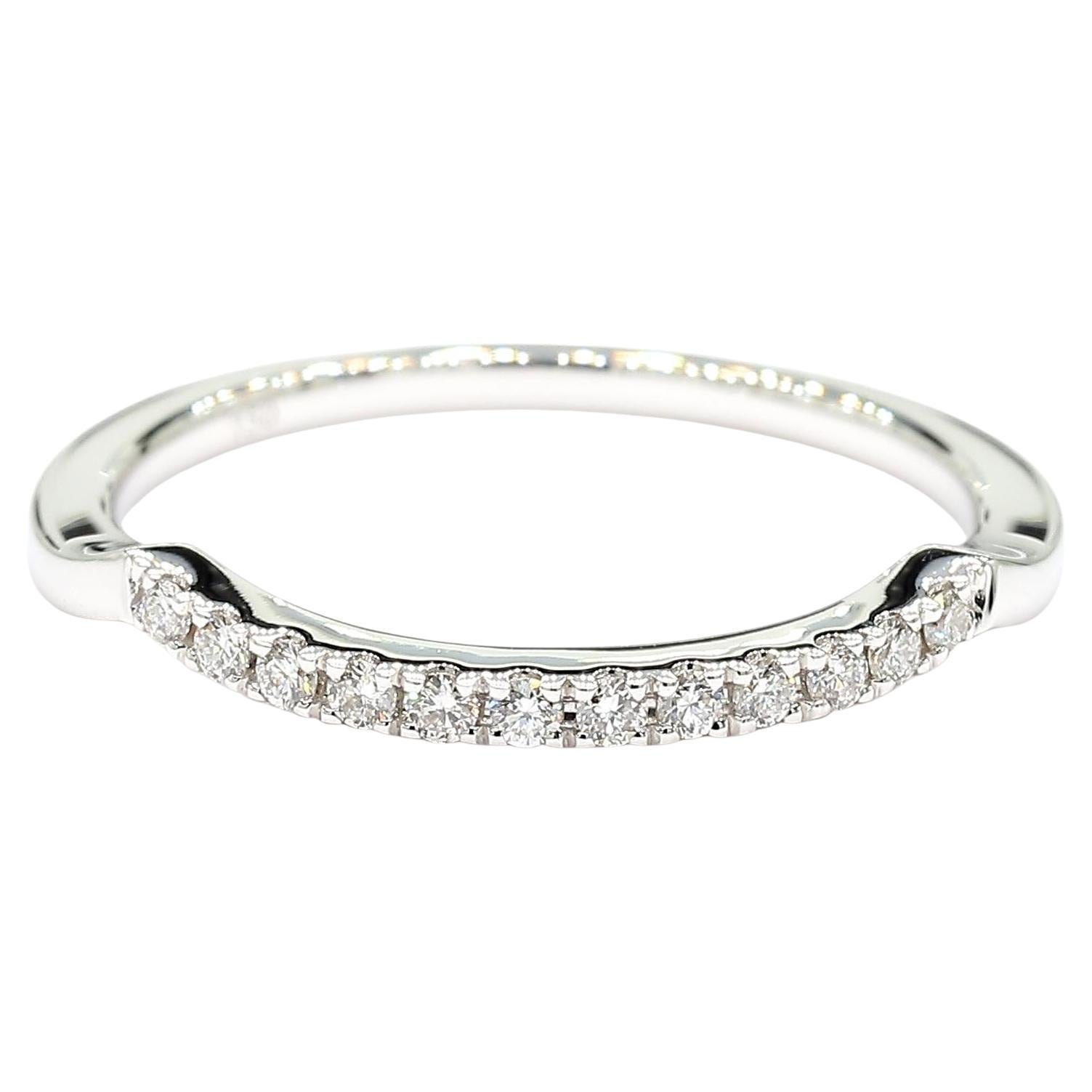 Natural White Round Diamond 0.13 Carat TW White Gold Wedding Band