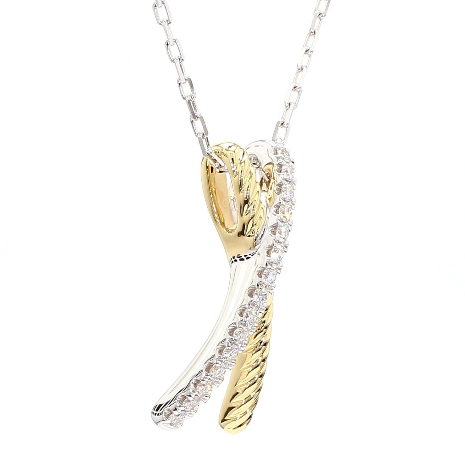 Taille ronde Pendentif en or blanc avec diamant rond naturel de 0.17 carat TW en vente