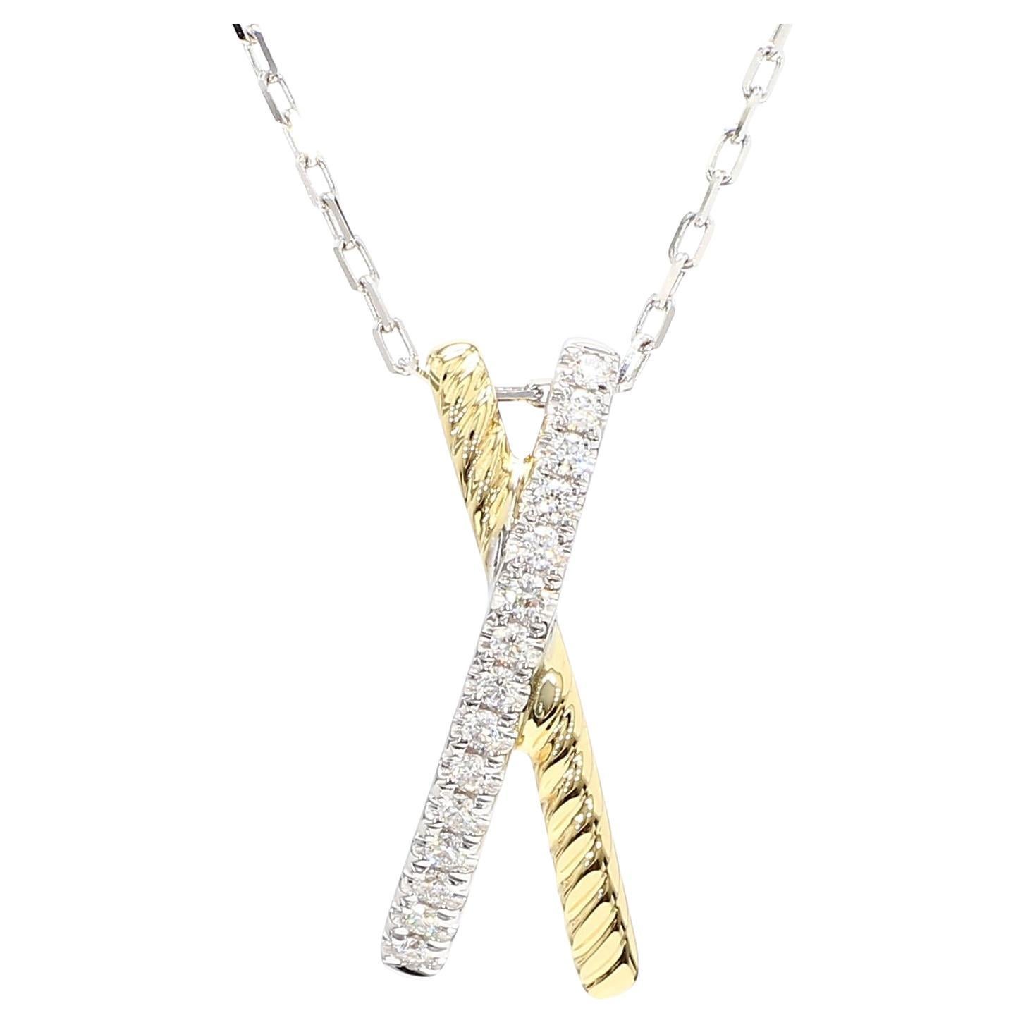 Ciondolo a goccia in oro bianco con diamante tondo naturale da 0.17 carati TW