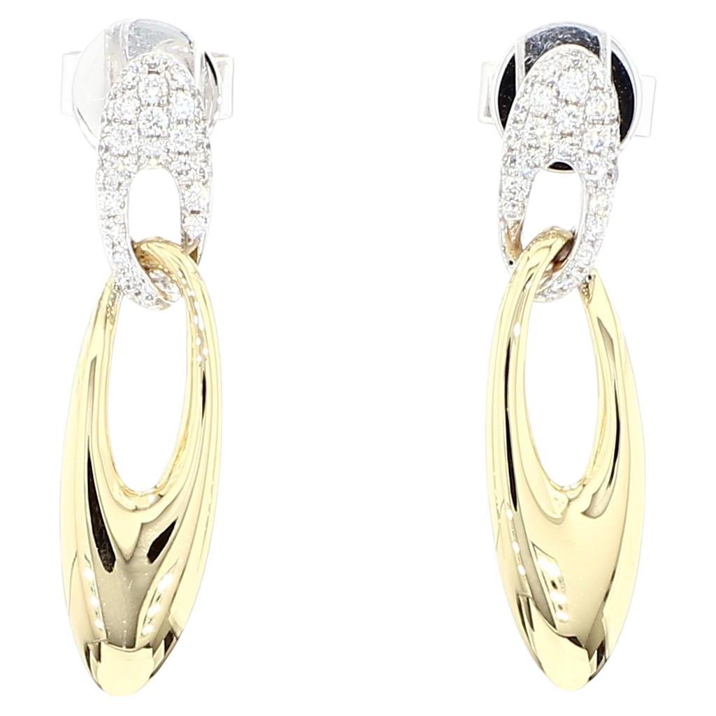 Natural White Round Diamond 0.23 Carat TW Gold Dangle Earrings