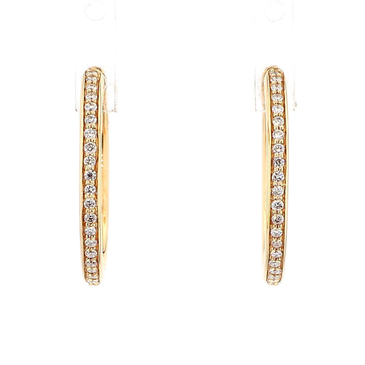 Contemporaneo Orecchini a cerchio in oro rosa con diamante bianco naturale rotondo da 0.23 carati TW in vendita