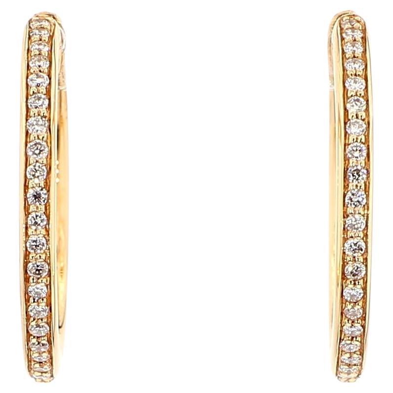 Orecchini a cerchio in oro rosa con diamante bianco naturale rotondo da 0.23 carati TW