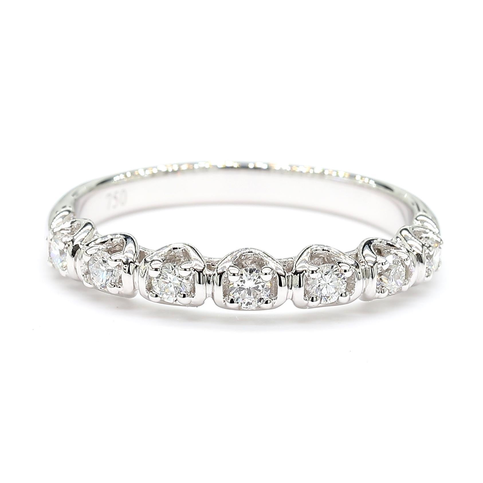 Natürlicher weißer runder Diamant 0.23 Karat TW Weißgold Ehering (Zeitgenössisch) im Angebot