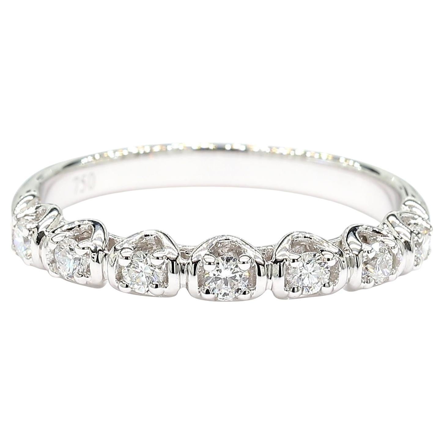 Natural White Round Diamond 0.23 Carat TW White Gold Wedding Band