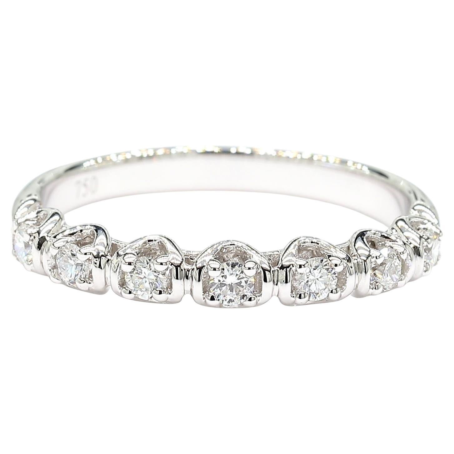 Natural White Round Diamond 0.23 Carat TW White Gold Wedding Band