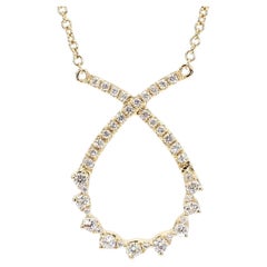 Natural White Round Diamond 0.26 Carat TW Yellow Gold Drop Necklace