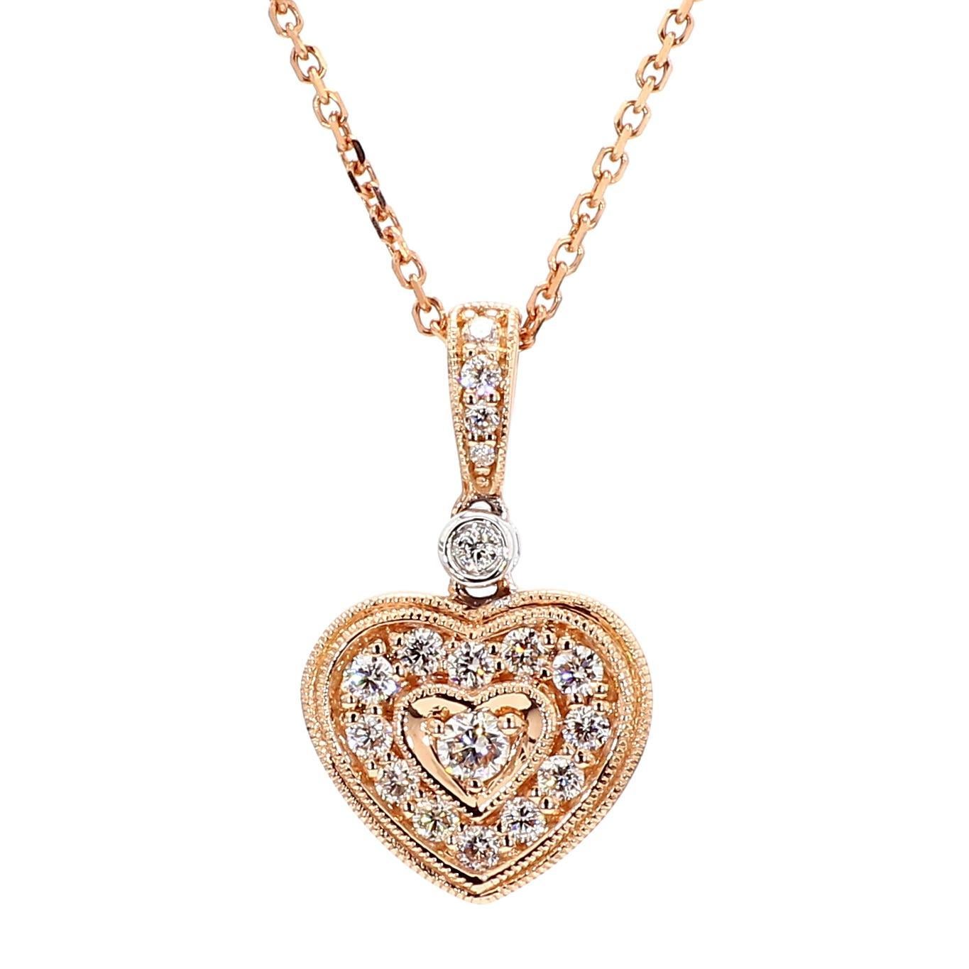 Contemporain Pendentif en or blanc avec diamant rond naturel de 0.27 carat TW en vente