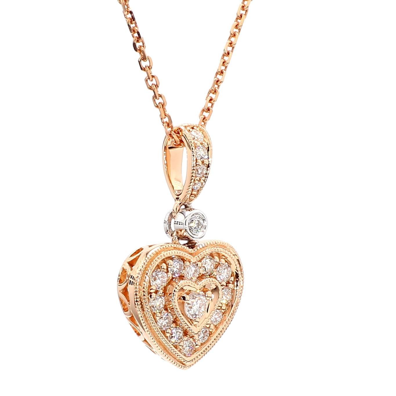 Taille ronde Pendentif en or blanc avec diamant rond naturel de 0.27 carat TW en vente