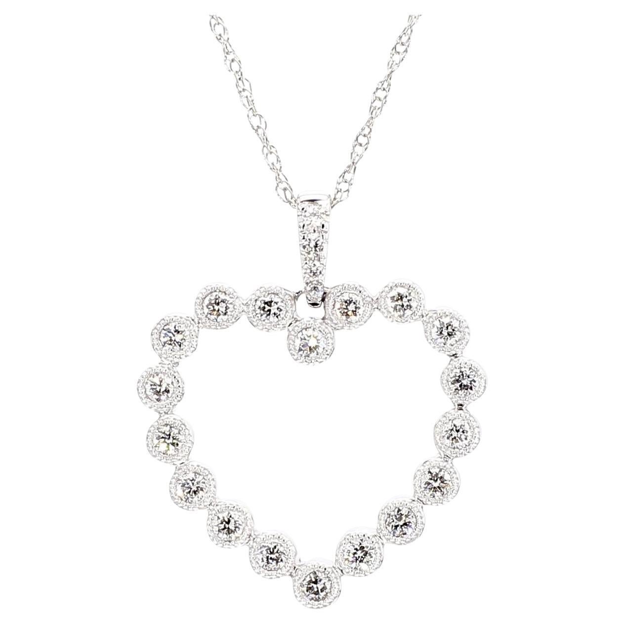 Natural White Round Diamond 0.28 Carat TW White Gold Drop Pendant