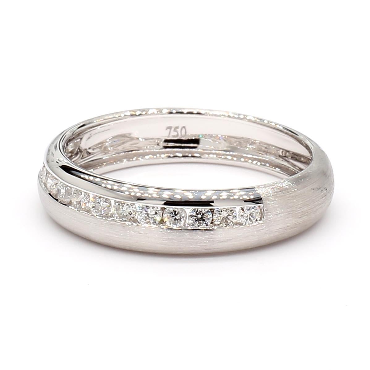 RareGemWorld's intriguing diamond band. Mounted in a beautiful 18K White Gold setting with natural round white diamond melee. This band is guaranteed to impress and enhance your personal collection!

Total Weight: 0.29cts

Natural Round White